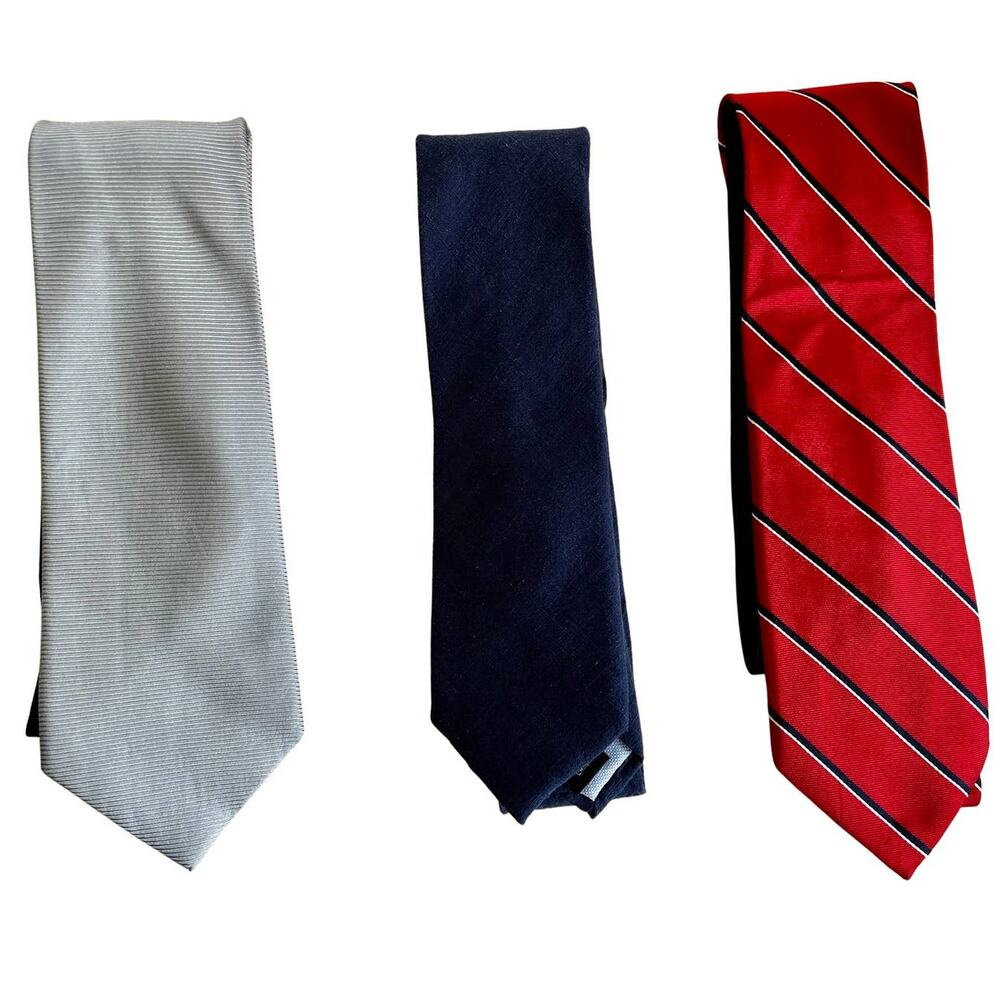 Vintage Tommy Hilfiger Silk Neckties Set of 3 Blue/Red